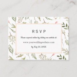 Airy Pink wilflowers Wedding RSVP Online Website 名刺