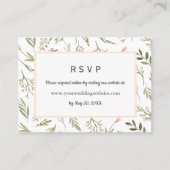 Airy Pink wilflowers Wedding RSVP Online Website 名刺 (正面)