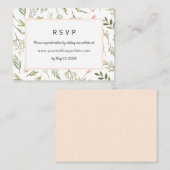 Airy Pink wilflowers Wedding RSVP Online Website 名刺 (正面/裏面)