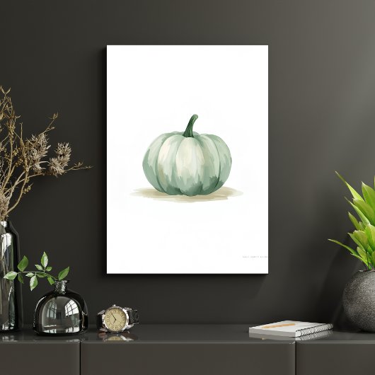 Airy Sage Green Pumpkin Wall Art | Minimalist ポスター