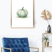 Airy Sage Green Pumpkin Wall Art | Minimalist ポスター