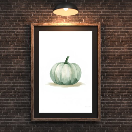 Airy Sage Green Pumpkin Wall Art | Minimalist ポスター