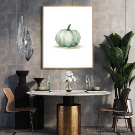 Airy Sage Green Pumpkin Wall Art | Minimalist ポスター