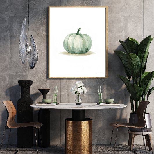 Airy Sage Green Pumpkin Wall Art | Minimalist ポスター