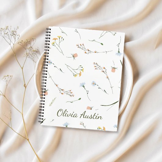 Airy Wildflower Journal Personalized Minimalist  ノートブック