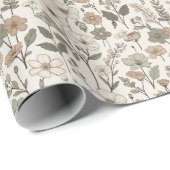 Airy Wildflowers in Cream & Sage ラッピングペーパー (ロールコーナー)