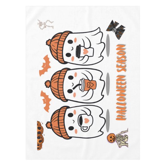 aison Halloween – fantômes café mignons テーブルクロス (正面)