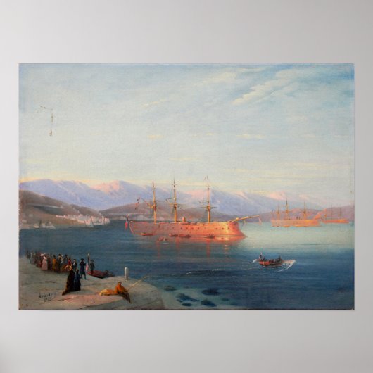 Aivazovsky -フランスの黒海を出発する船… ポスター (正面)