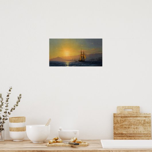 Aivazovsky – 海の夕日1877 ポスター (キッチン)