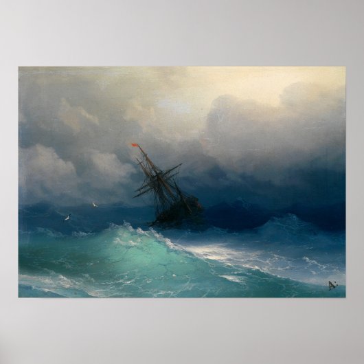 Aivazovsky - Ship On Stormy Seas ポスター (正面)