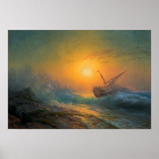 Aivazovsky - Stormy Sea In The Sunset 1896 ポスター (正面)