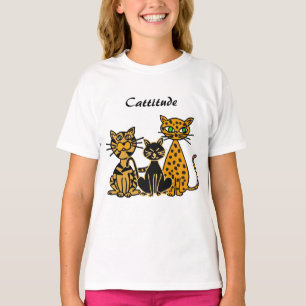 AJおもしろいなCattitude猫のワイシャツ Tシャツ