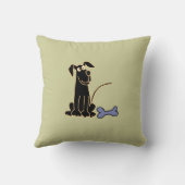 AJかわいく黒い小犬の枕 クッション (裏面)