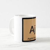 Aj -りんごジュース化学周期表の記号 コーヒーマグカップ (正面左)