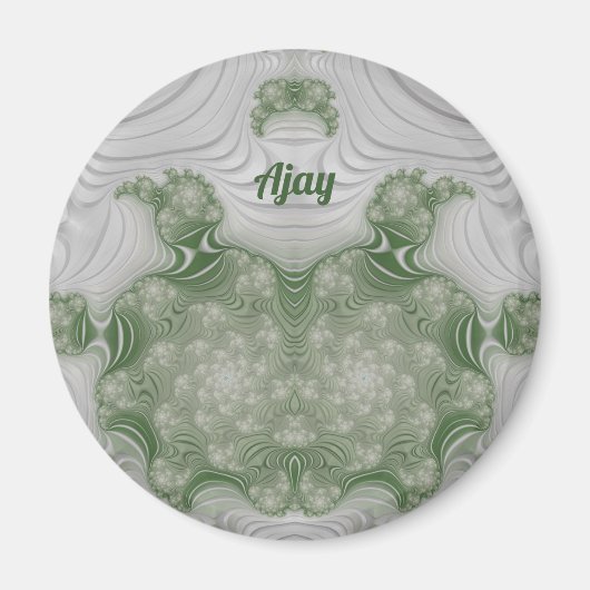 AJAY 〜 ホワイトとグリーン 〜 驚くべきデザイン マグネット (正面)