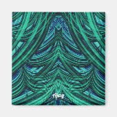 ~ AJAY ~ GORGEOUS! ~ 3D Fractal blue green  Magnet マグネット (正面)