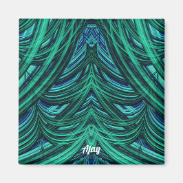 ~ AJAY ~ GORGEOUS! ~ 3D Fractal blue green  Magnet マグネット