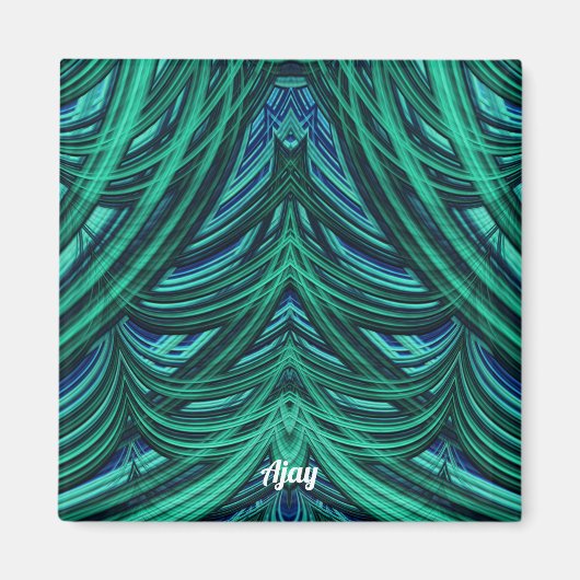 ~ AJAY ~ GORGEOUS! ~ 3D Fractal blue green  Magnet マグネット (正面)