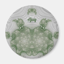 AJAY ~ White and Green ~ Stunning Design  Magnet