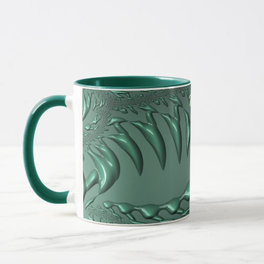 AJAY ~ Zany 3D Fractal ~ Green 3D Mug マグカップ (左)