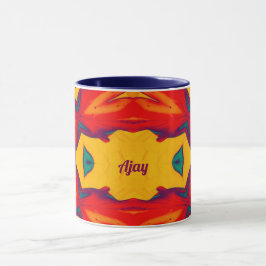 AJAY ~ Zany Pattern ~ Red Blue Yellow and Orange   マグカップ