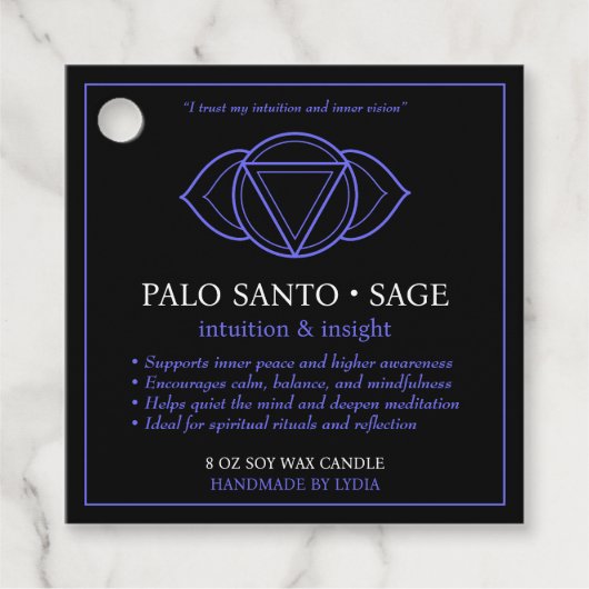 Ajna Third Eye Chakra Candle Label フェイバータグ (正面)