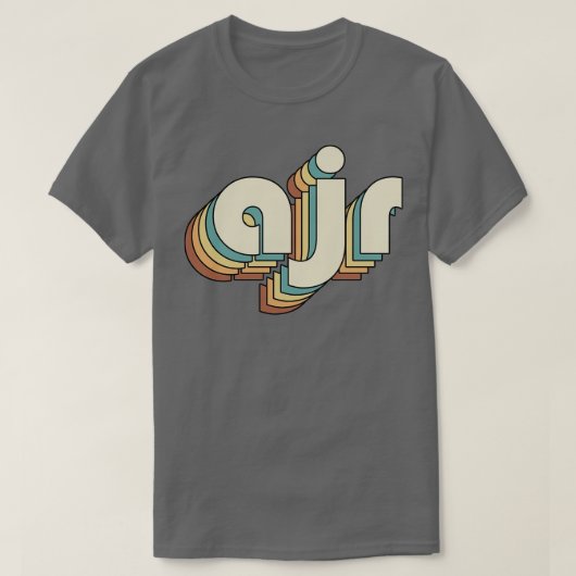 AJRレトロレインボータイポグラフィスタイル70s Tシャツ (デザイン正面)