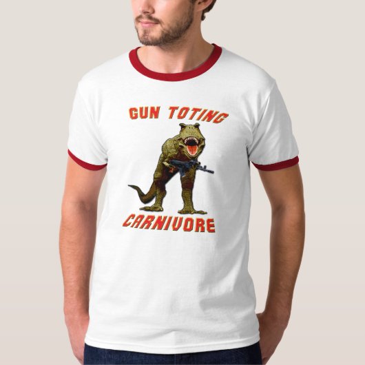 AKを携えたティラノサウルス Tシャツ (正面)