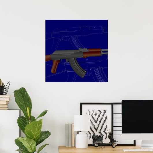 AK47 BluePrint ポスター (ホームオフィス)