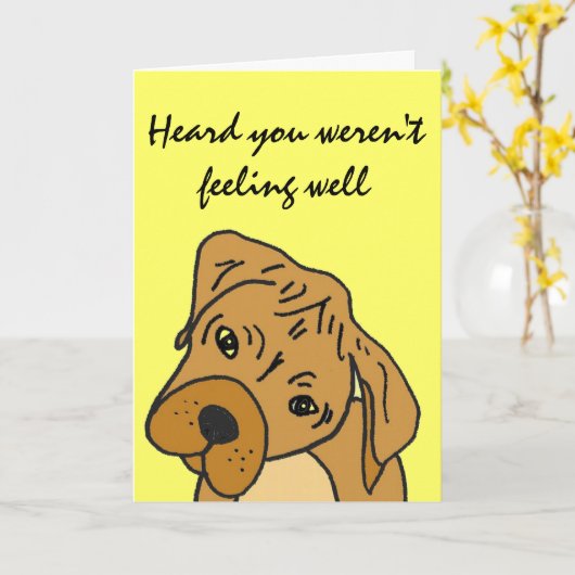 AK – 漫画おもしろいの犬が良いカードを得る カード (黄色い花)