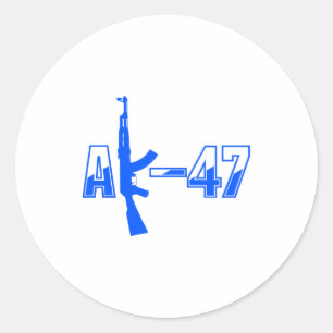 AK-47 AKMアサルトライフルのロゴブルー.png ラウンドシール