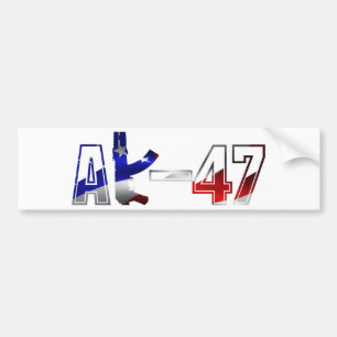 AK-47 AKMアサルトライフルのロゴ赤と青.pn バンパーステッカー