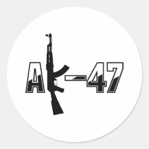 AK-47 AKMアサルトライフルロゴ ラウンドシール