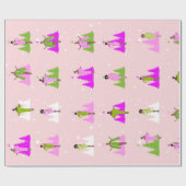 AKAピンクとグリーンブラックの女性 ラッピングペーパー (フラット)