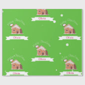 AKA名前をカスタムするメリークリスマスジンジャーブレッドハウス ラッピングペーパー (フラット)