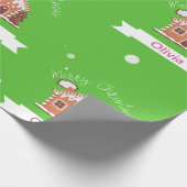 AKA名前をカスタムするメリークリスマスジンジャーブレッドハウス ラッピングペーパー (角)