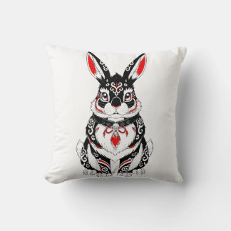 Akai Yokai Rabbit – Japanese Spirit Guardian in B クッション