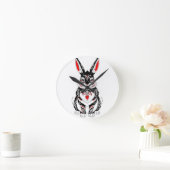 Akai Yokai Rabbit – Japanese Spirit Guardian in B ラウンド壁時計 (ホーム)