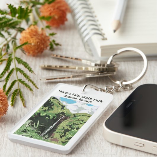 Akaka Falls Hawaii Waterfall Tropical Personalized キーホルダー (正面右)