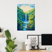 Akaka Falls State Park Watercolor Poster ポスター (ホームオフィス)