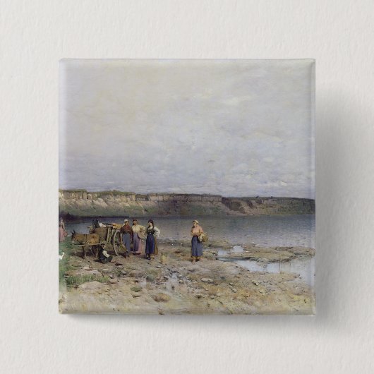 Akarattya 1885年の海岸が付いているバラトン湖 缶バッジ (正面)