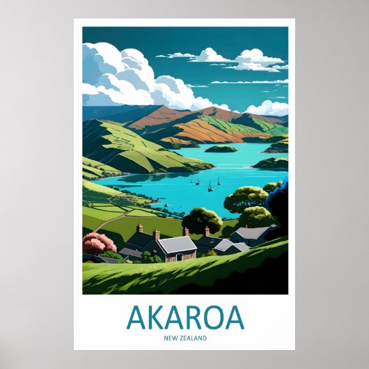Akaroa Vintage Travel Poster Ski National Park ポスター (正面)