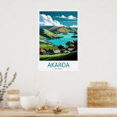 Akaroa Vintage Travel Poster Ski National Park ポスター (キッチン)