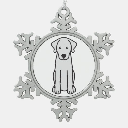 Akbash犬の漫画 スノーフレークピューターオーナメント (正面)