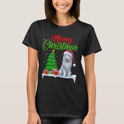 Akbash犬クリスマスツリーのライトおもしろいクリスマスAkbash Tシャツ (正面)