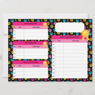 AKCアジリティとジャンパーマスタータイトルトラッカーカード