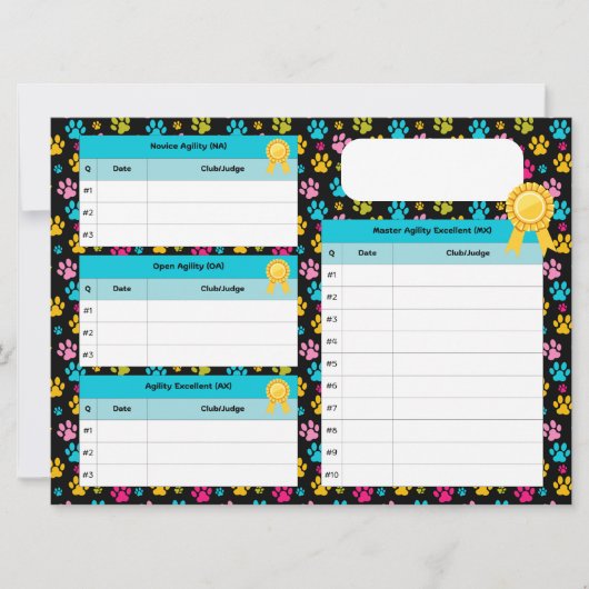 AKC標準アジリティのマスタータイトルトラッカーカード (正面)