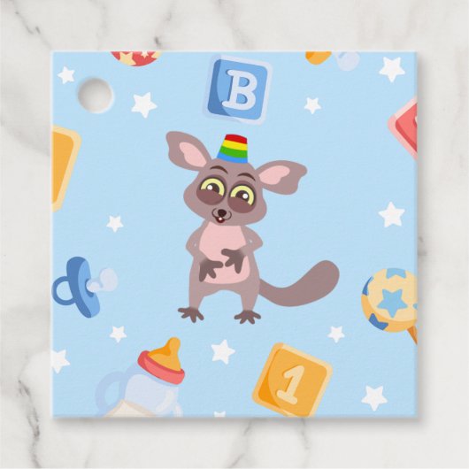 Akiliと私の赤ちゃんシャワーメッセージカード フェイバータグ (正面)