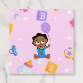 Akiliと私の赤ちゃんシャワーメッセージカード フェイバータグ