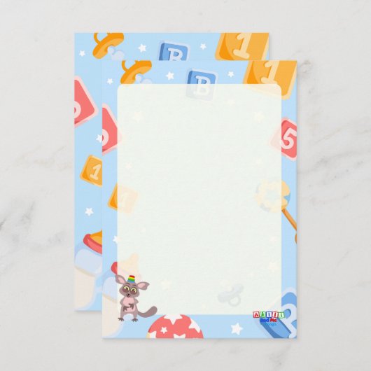 Akiliと私の赤ちゃんシャワー エンクロージャーカード (正面/裏面)